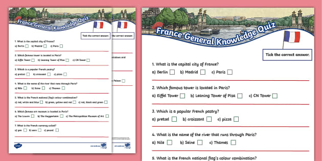 France General Knowledge Quiz (Lehrer gemacht) - Twinkl