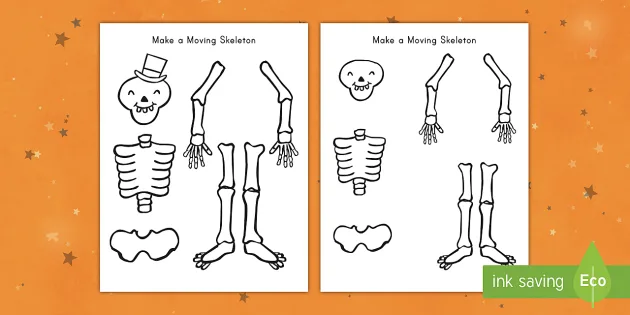 Printable Split Pin Skeleton Template | Halloween Crafts