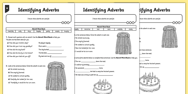 identifying adverbs differentiated worksheet english twinkl