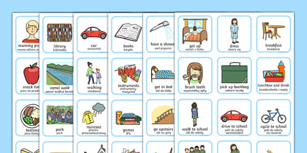 Daily Routine Visual Timetable for Girls Polish Translation