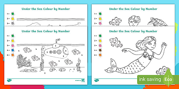 👉 EYFS Under the Sea Colour by Number (teacher made)