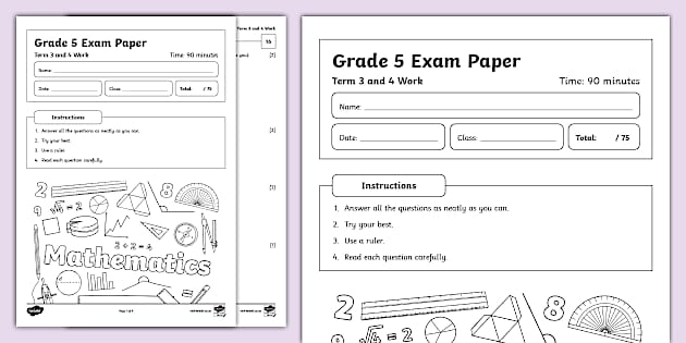 Grade 5 Exam Paper 1 November (teacher made) - Twinkl