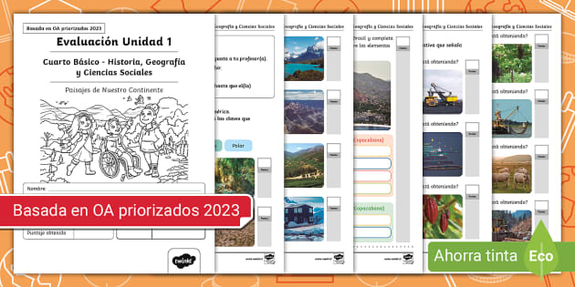 Evaluación Unidad 1 4º Básico Geografía Sociales