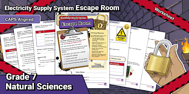 Grade 7 - NS - Term 3 - Electricity Supply System Escape Room ...
