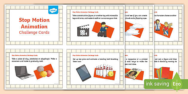 Stop Motion Animation Challenge Cards (teacher made)