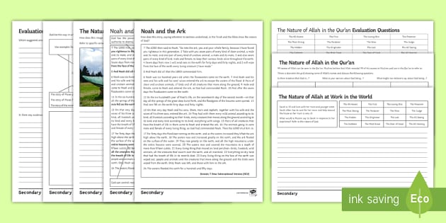 The Nature Of God Revealed In Holy Books Worksheets Pack 2