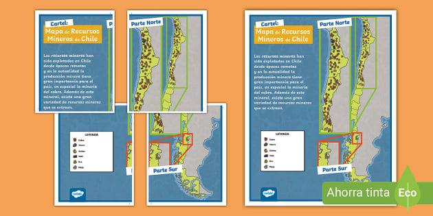 Cartel Mapa De Recursos Mineros De Chile - Twinkl