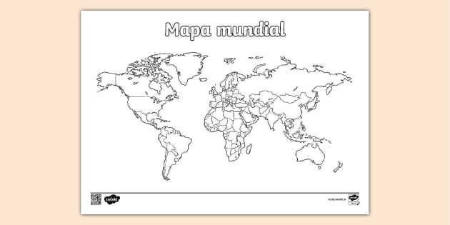 Hoja De Colorear Mapa Mundial