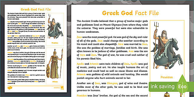 Greek God KS2 Fact File (professor feito) - Twinkl