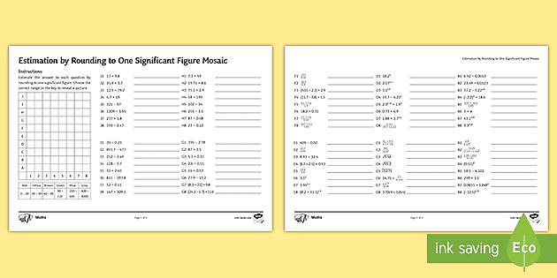 maths mosaic rounding and estimation worksheet