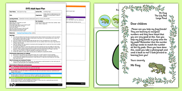 Counting Frogs Activity EYFS Adult Input Plan and Resource Pack