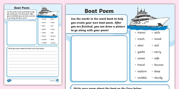 Boat Poem Writing Template (teacher made) - Twinkl