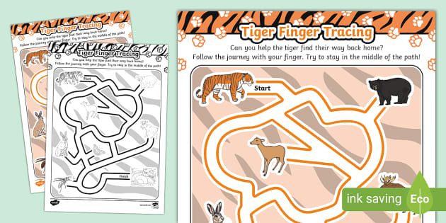 Tiger Finger Tracing Activity (teacher made) - Twinkl