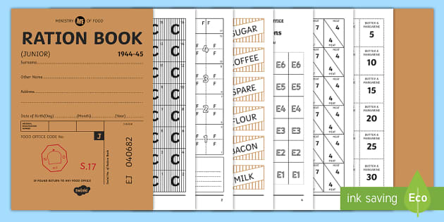 Printable Ww2 Ration Book Template Primary Resource