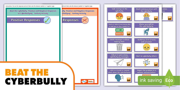 FREE Beat the Cyberbully: Positive Negative Responses sorting