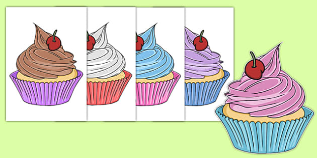 Five Cupcakes Cut Outs (professor feito) - Twinkl