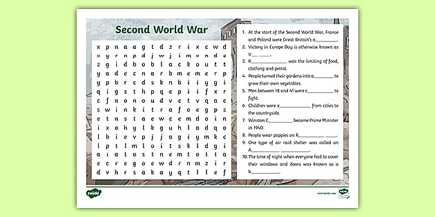 world war one word search
