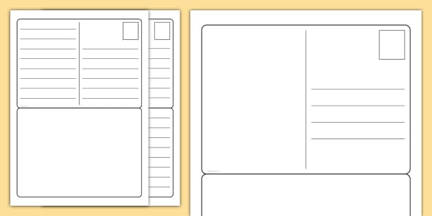 👉 Blank Postcard Template Writing Activity