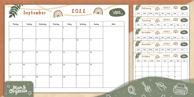 22 23 Academic Year Calendar Academic Year Wall Chart