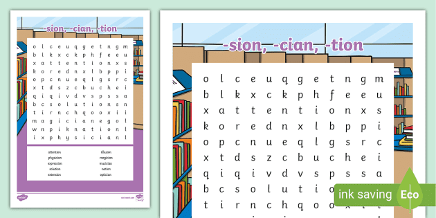 Cian Sax Xxx Video - sion, -tion, -cian Word Search | KS2 Spelling and Grammar