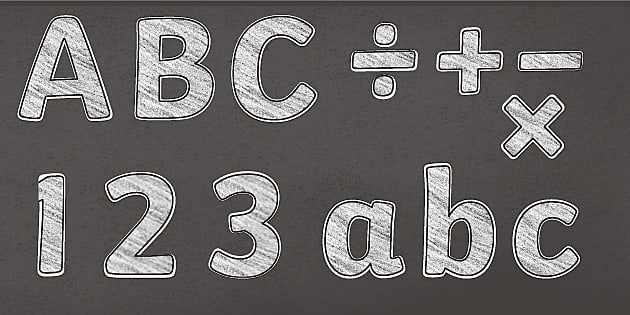 Black A B C hanging chalkboard Letters  