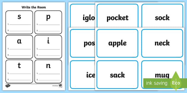 SATPIN Words Worksheet Write the Room | KS1 Phonics - Twinkl