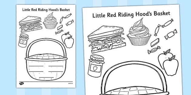 Little Red Riding Hoow Basket Colouring Activity