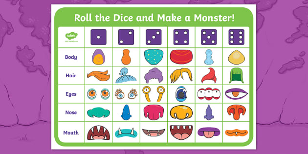 Free Printable Halloween Game for Kids: Roll A Monster