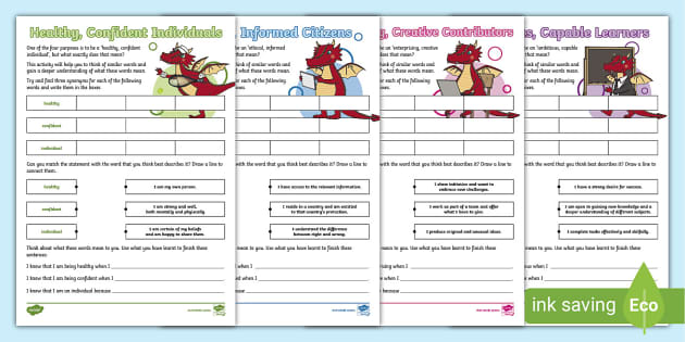 Four Purposes Synonym Activity Sheets | Curriculum for Wales