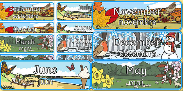 Months of the Year Display Posters French Translation