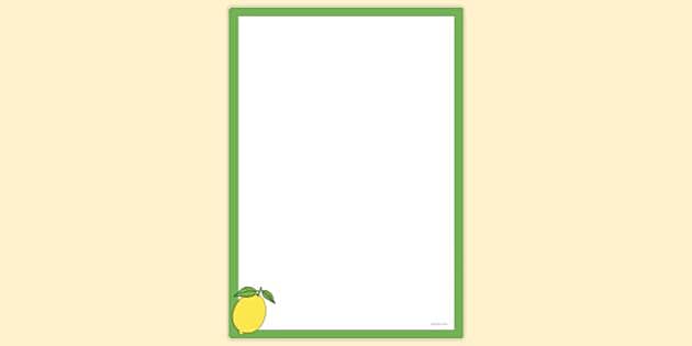 FREE! - Simple Blank Lemon Page Border | Page Borders | Twinkl