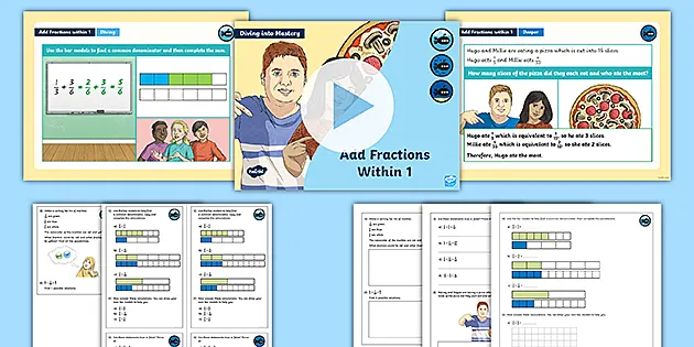 👉 Year 5 Diving Into Mastery: Add Fractions Within 1 Teaching Pack