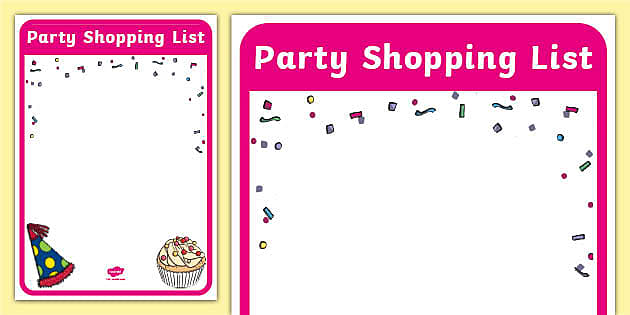 Party Shopping List teacher Made Twinkl