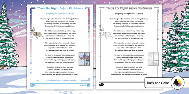 Twas The Night Before Christmas Lyrics teacher Made 