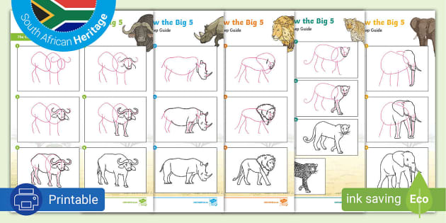 How to Draw the Big Five - Step By Step Guide (teacher made)