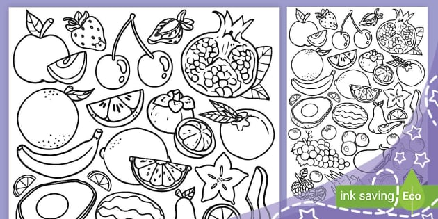 Printable colouring pages fruits and vegetables on Craiyon