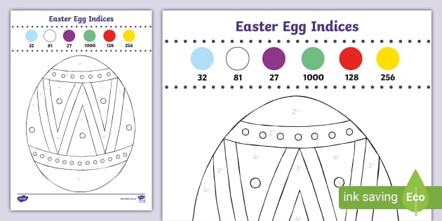 Easter Egg Indices Colour By Number (teacher made) - Twinkl