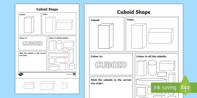 Cuboid Shape Worksheet (teacher made) - Twinkl