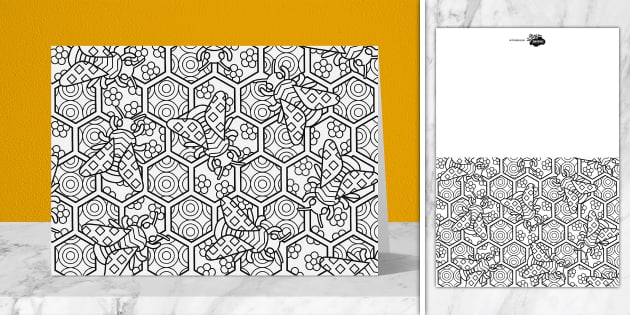 Bee Scene Mindfulness Colouring Card | Twinkl Party - Twinkl