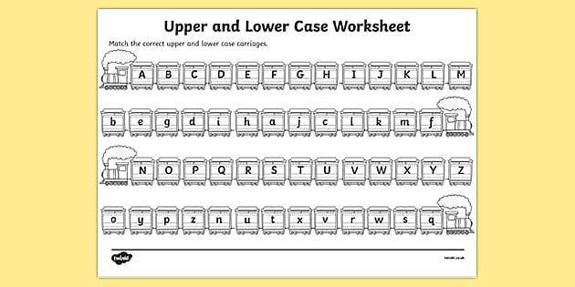 Upper Case and Lower Case Letters Matching Worksheet