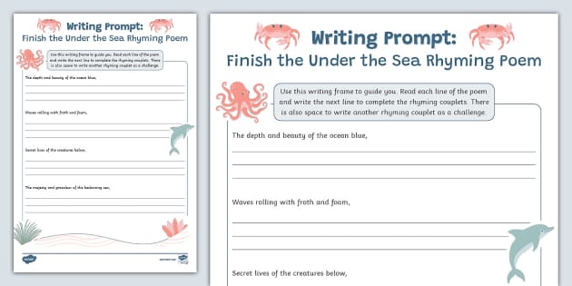 Writing Prompt: Finish the Under the Sea Rhyming Poem