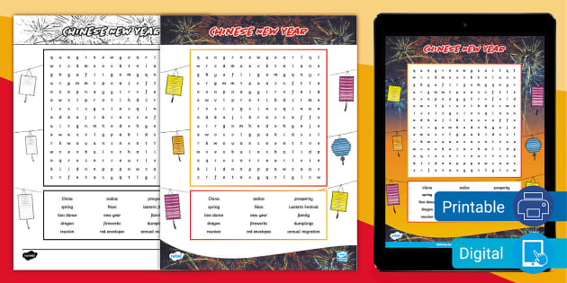 Chinese New Year Word Search Activity