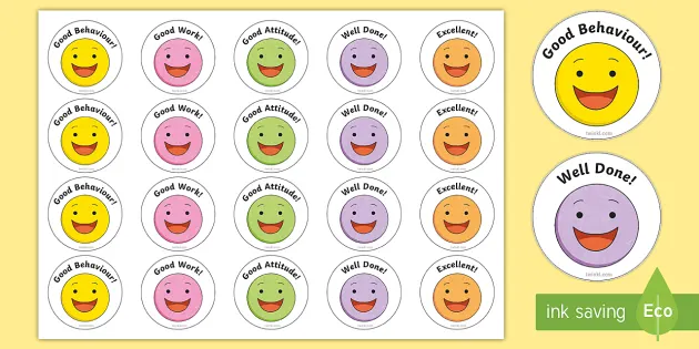 10 Kids Smile Face Stickers Happy Face Teacher Reward Praise