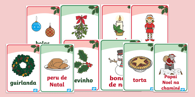 Cartões de Natal - Vocabulário (teacher made) - Twinkl