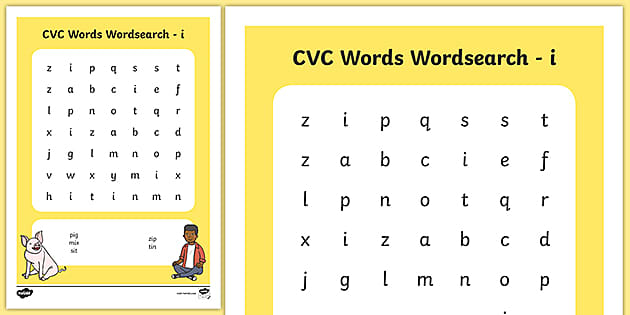 cvc wordsearch i teacher made