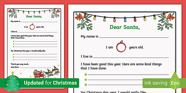 Santa Claus Procedure Letter Writing Template