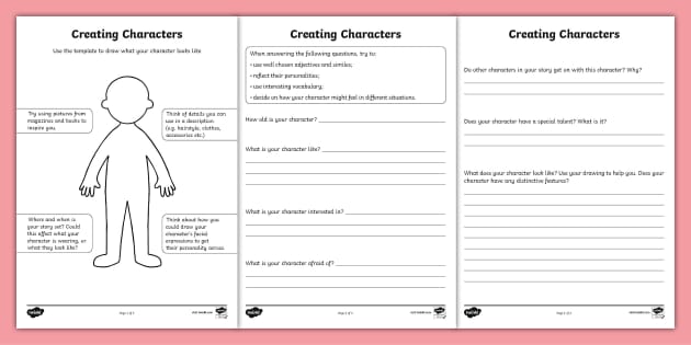Character Development Worksheet Character Building Activity