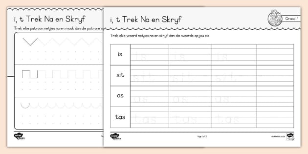 Graad 1 Klanke Handskrif En Lettervorming I, T - Twinkl