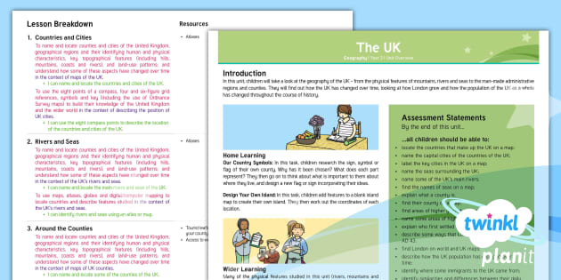 FREE! - Geography: The UK Year 3 Planning Overview - Twinkl