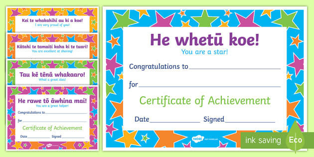 Māori Certificates For Kids - Te Reo / NZ English Award